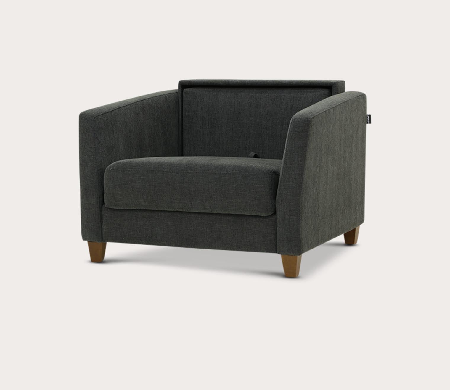 Monika Chair Sleeper by Luonto, charocal, part open