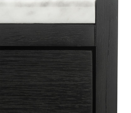 Adeline 1-Drawer Nightstand by Safavieh - black silo close up showcasing material