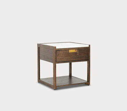 Adeline 1-Drawer Nightstand by Safavieh - dark chocolate silo angled view