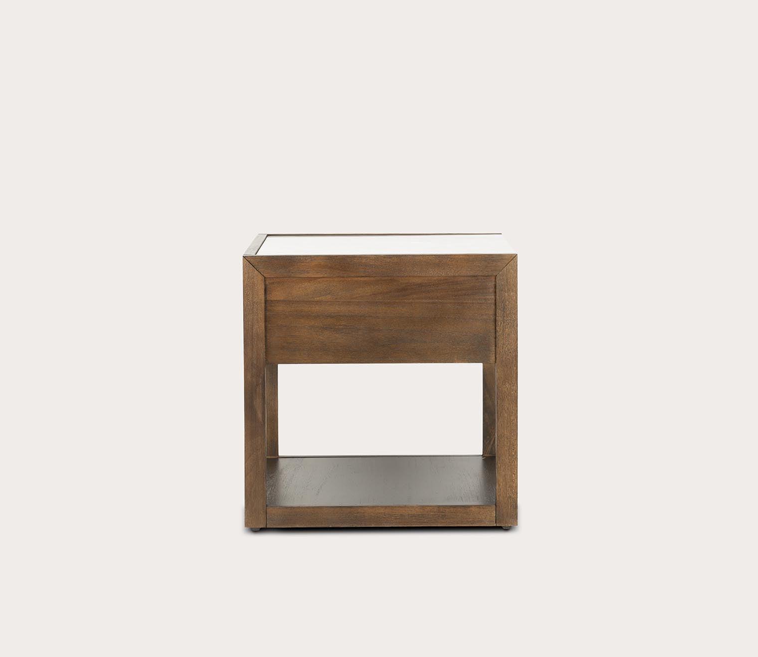 Adeline 1-Drawer Nightstand by Safavieh - dark chocolate silo with open drawer - silo back view