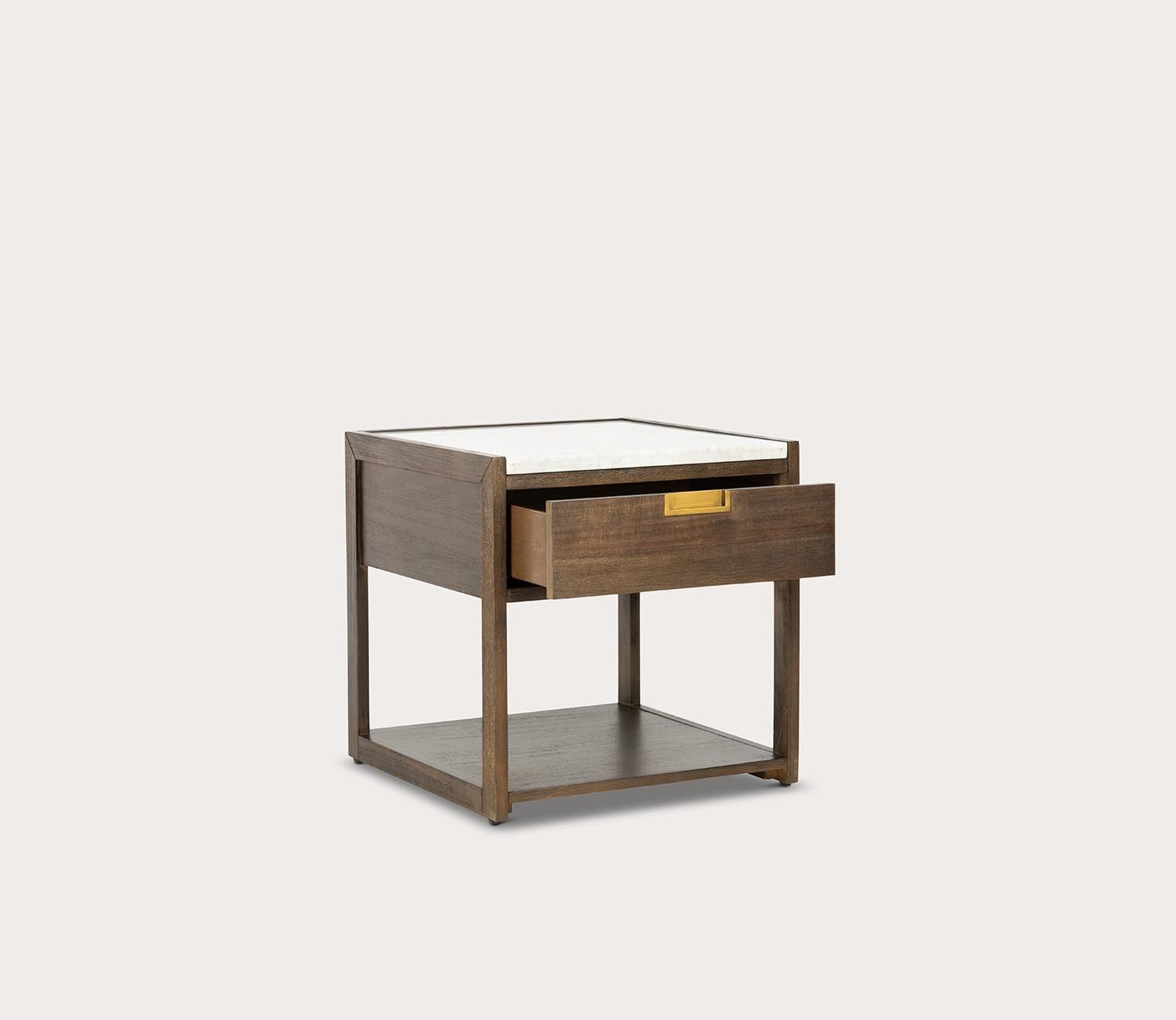 Adeline 1-Drawer Nightstand by Safavieh - dark chocolate silo with open drawer
