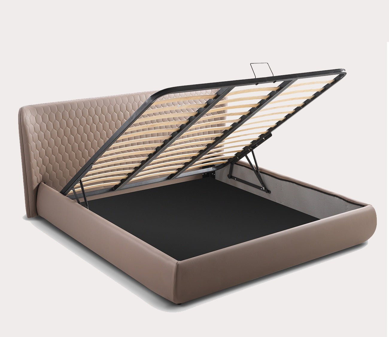 Agoura Leather Upholstered Storage Bed by Casa Bianca featuring storage space