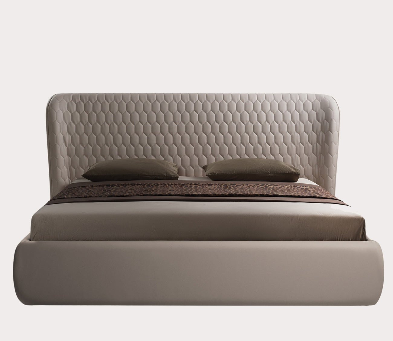 Agoura Leather Upholstered Storage Bed - silo on white background.