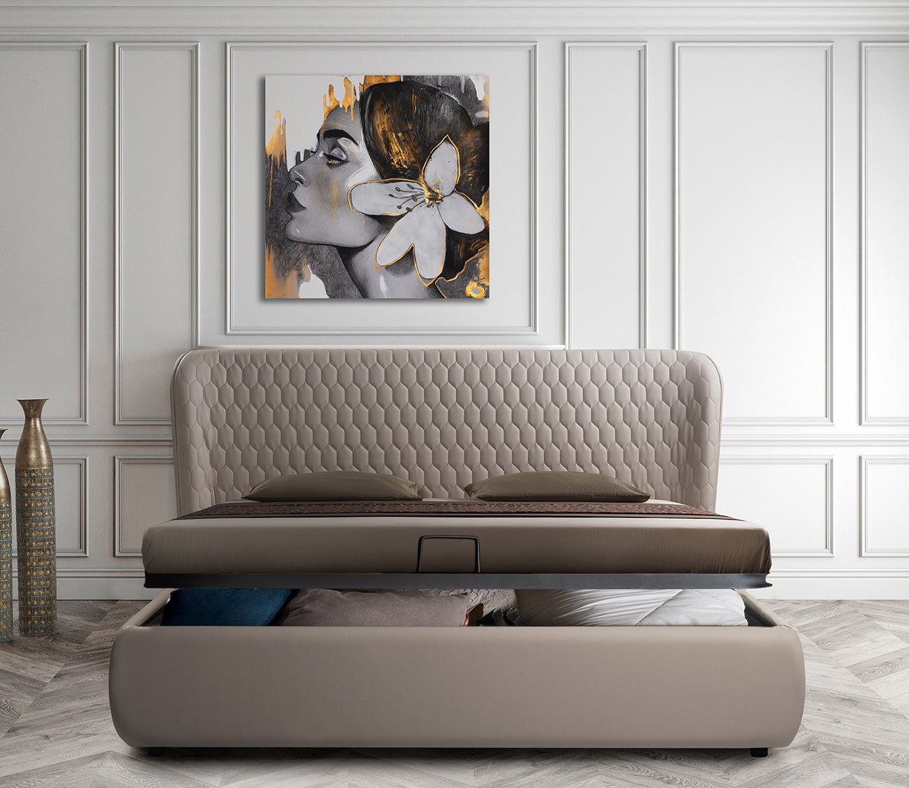 Agoura Leather Upholstered Storage Bed by Casa Bianca - featuring bed's storage