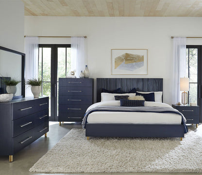Argento Oak Platform Bedroom set in navy