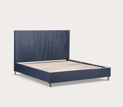 Argento Navy Oak Platform Bed - angled view