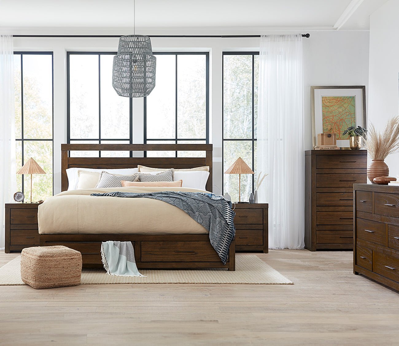 Modern Loft Brown Storage Bed Bedroom Set