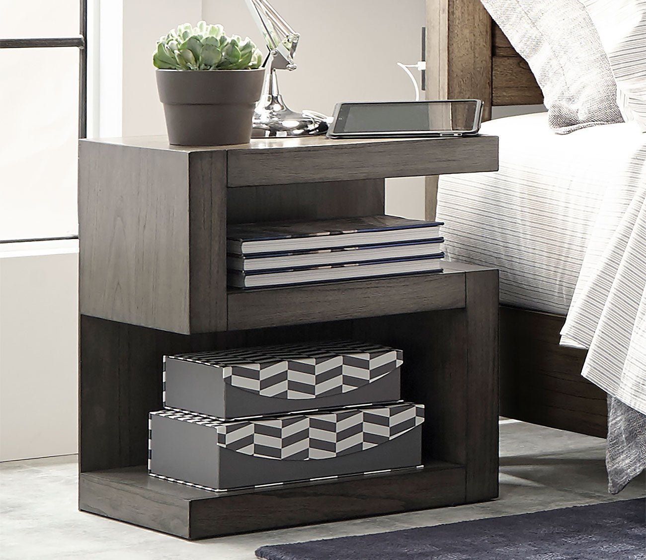 Modern Loft S-Shaped Nightstand