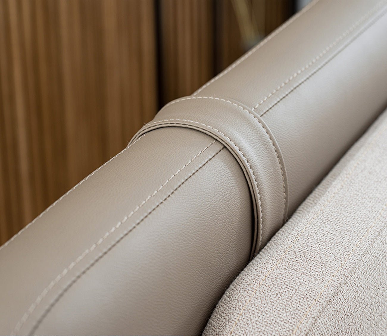 Ayla Linen Upholstered Storage Bed leather close-up