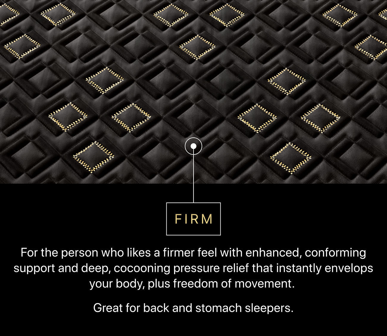 Beautyrest Black Hybrid Series Four XCS Firm Mattress showing firm feel, ideal for back and stomach sleepers.