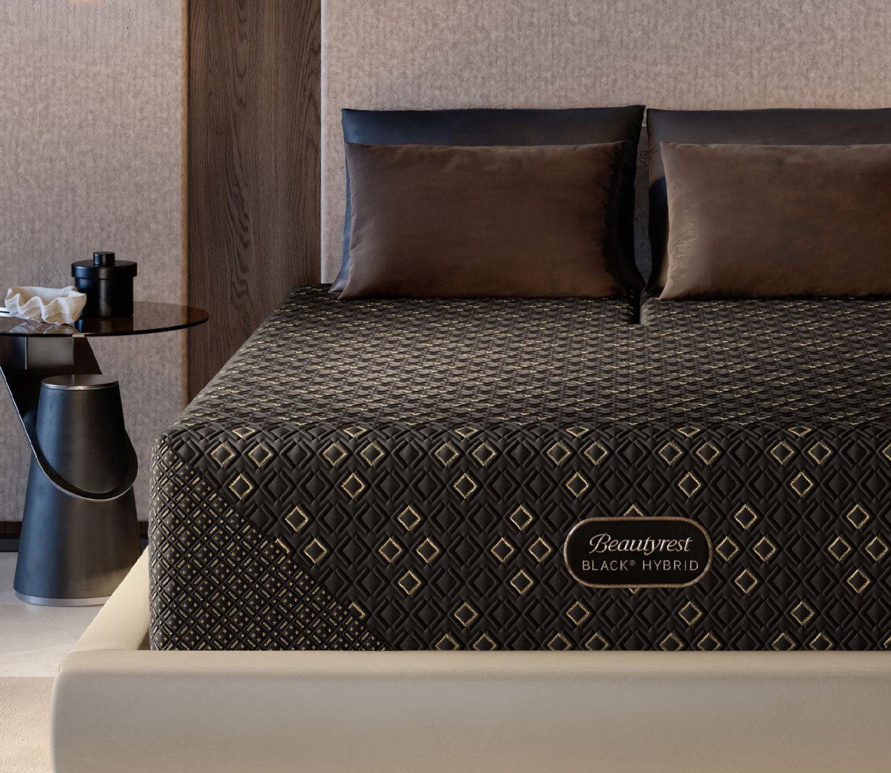 Close-up of Beautyrest Black Hybrid Series Four XCS Medium Mattress by Simmons