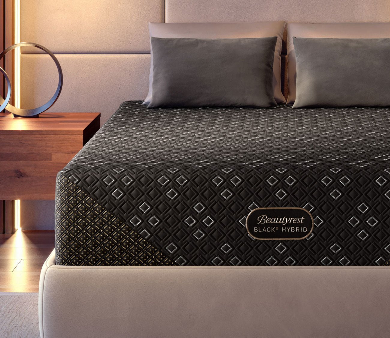 Close-up of Beautyrest Black Hybrid Series Three XCS Firm Mattress by Simmons
