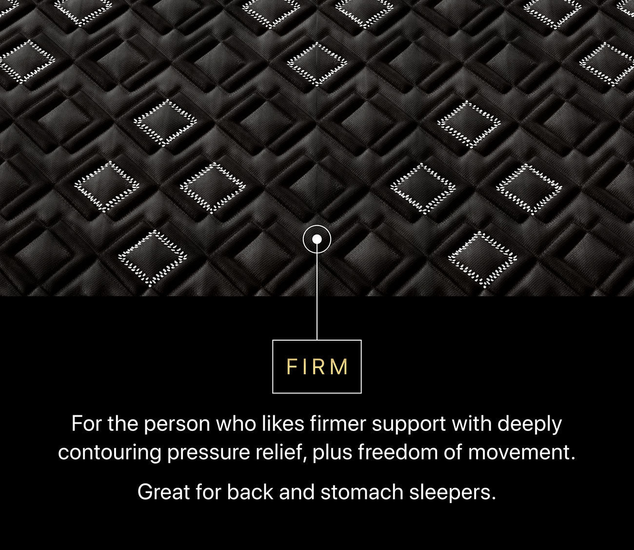 Close-up view of Beautyrest Black Hybrid Series Three XCS Firm Mattress showing firm feel, ideal for back and stomach sleepers.