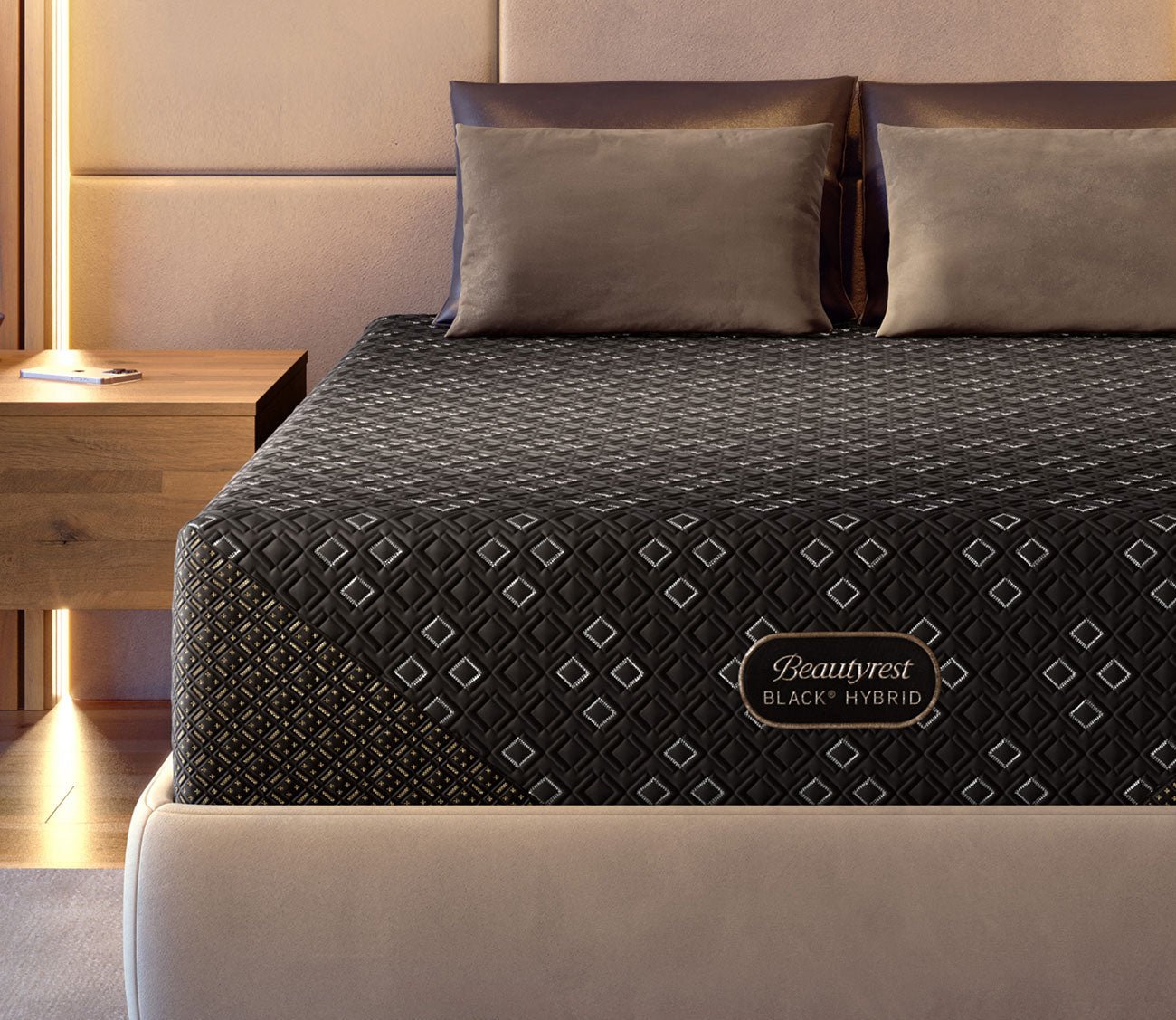 Close-up of Beautyrest Black Hybrid Series Three XCS Medium Mattress by Simmons