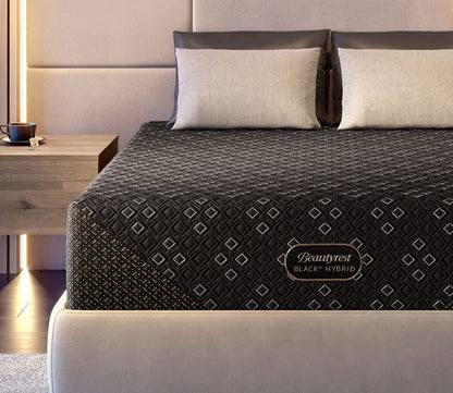 Close-up lifestyle image Beautyrest Black Hybrid Series Three XCS Plush Mattress by Simmons