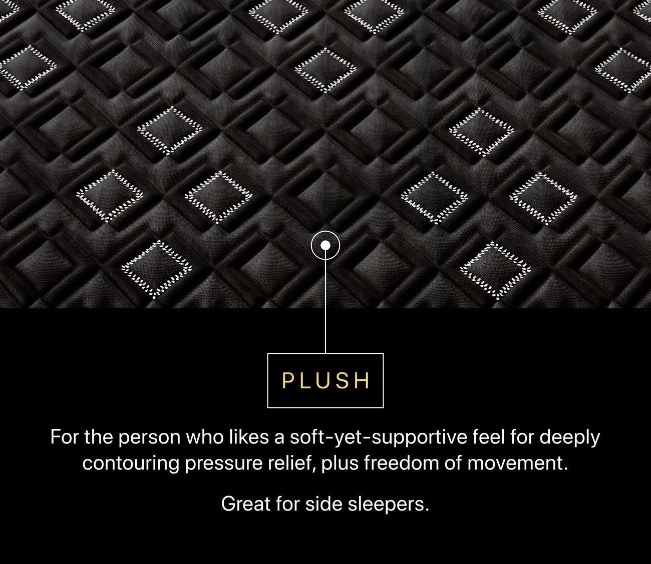 Quilt close-up of Beautyrest Black Hybrid Series Three XCS Plush Mattress   showing plush feel, great for side sleepers.