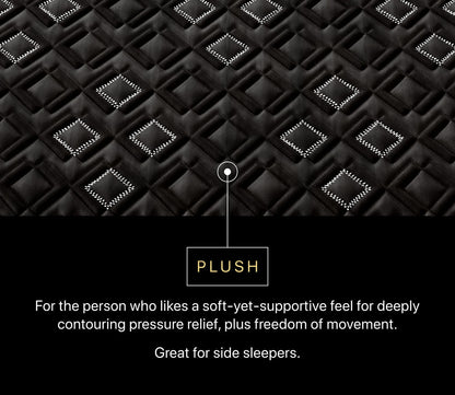 Quilt close-up of Beautyrest Black Hybrid Series Three XCS Plush Mattress   showing plush feel, great for side sleepers.