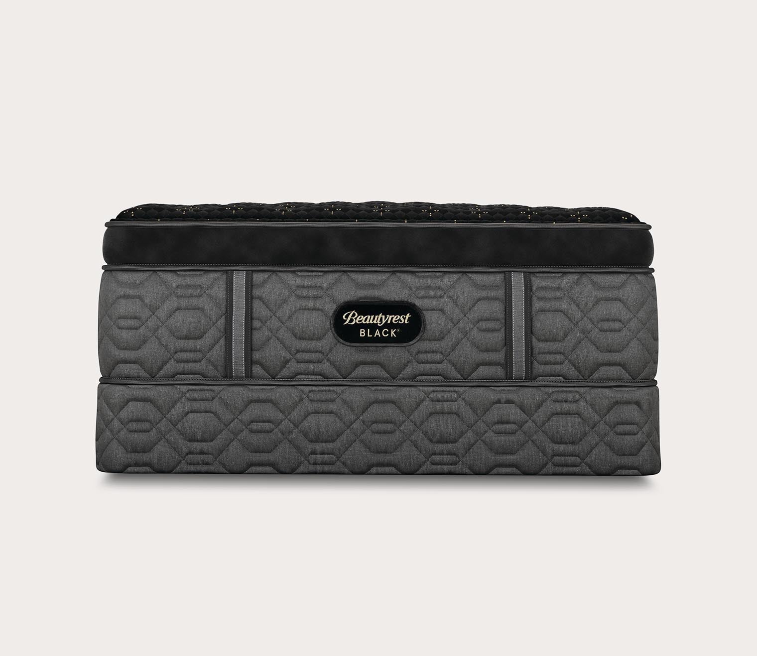 Beautyrest Black Series Four Plush Pillow Top Mattress - silo front view on a standard foundation.