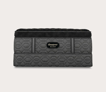 Beautyrest Black Series Four Plush Pillow Top Mattress - silo front view on a standard foundation.