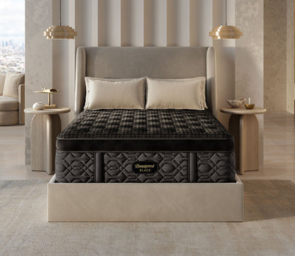 Beautyrest Black Series Four Plush Pillow Top Mattress in a bedroom setting.
