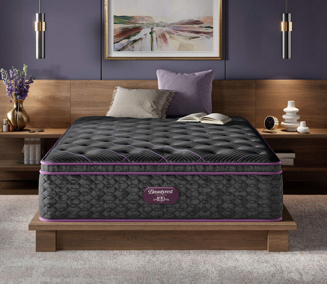 Lifestyle image of Beautyrest Emerald Coast Plush Pillow Top Innerspring Mattress.