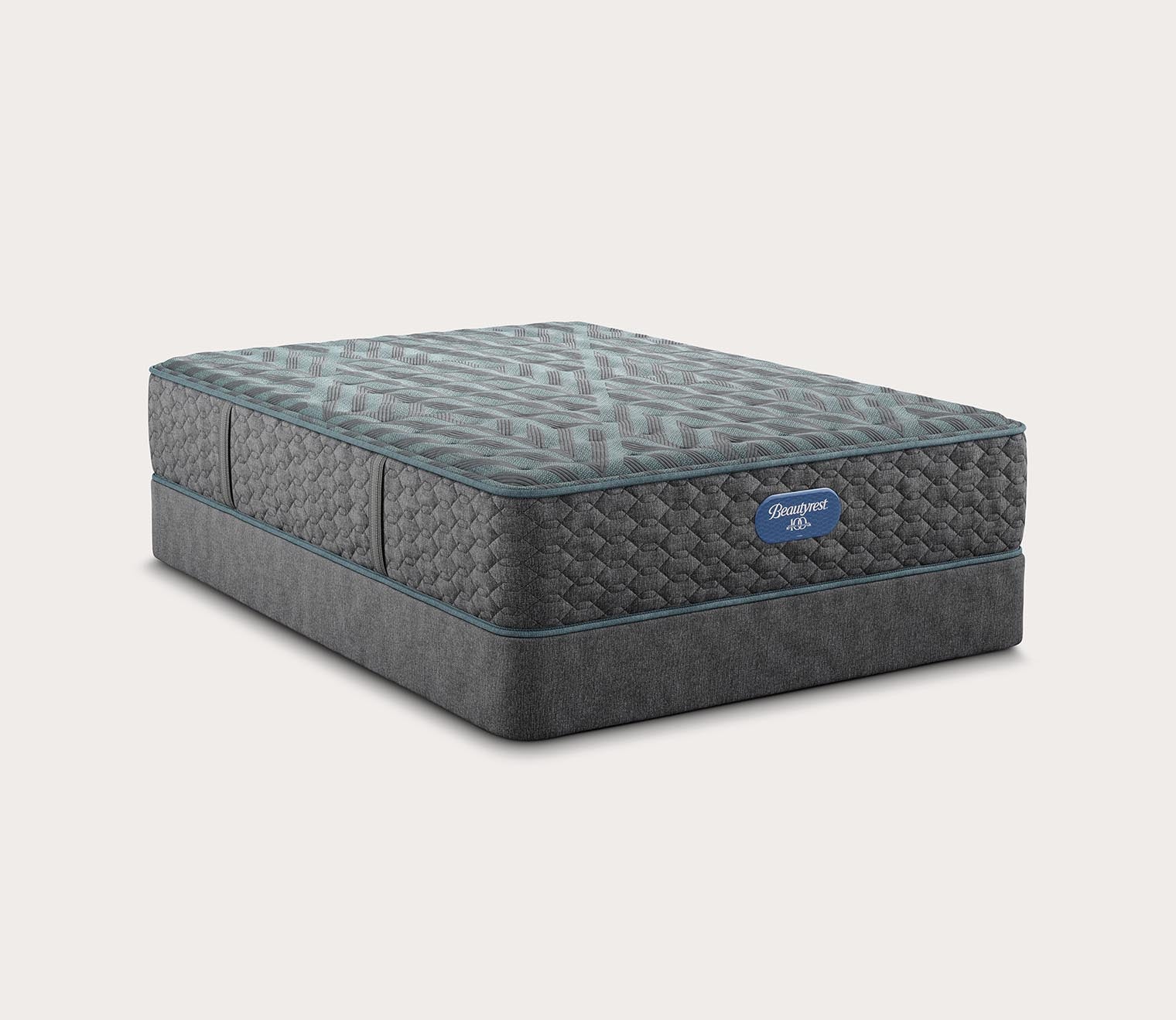 Beautyrest Tortuga Bay Medium Innerspring Mattress on a standard foundation - angled shot