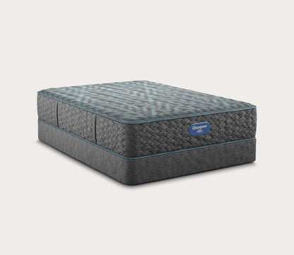 Beautyrest Tortuga Bay Medium Innerspring Mattress on a standard foundation - angled shot