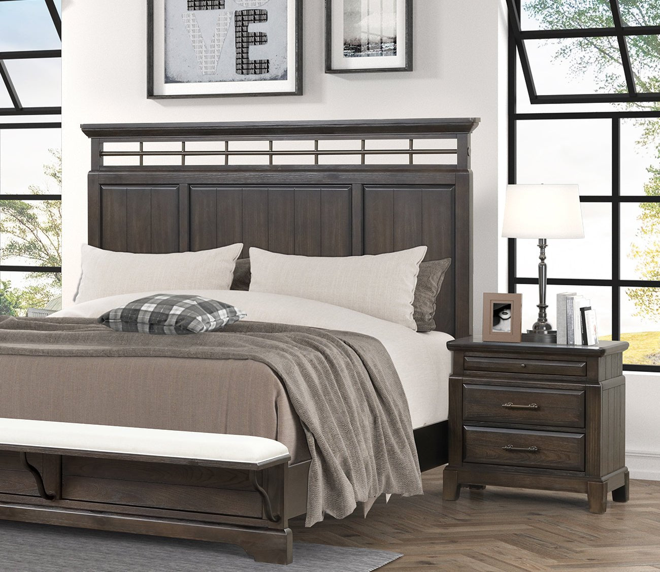 Bellamy Lane Panel Bed with Bench