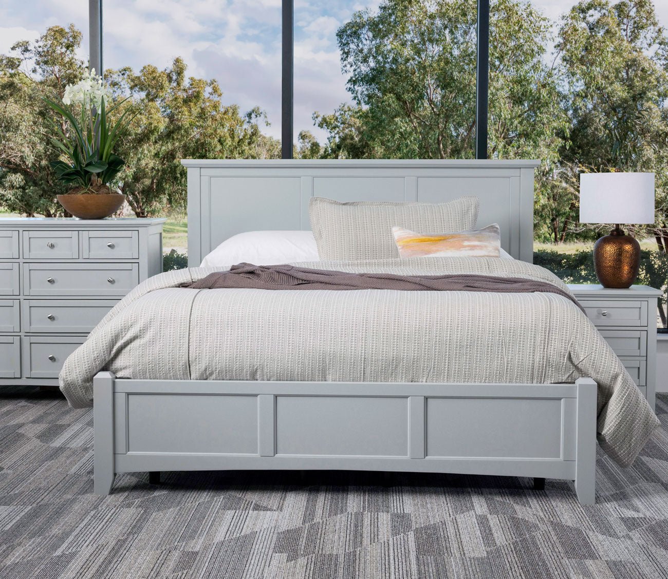 Bonanza Bedroom Set in grey - front view
