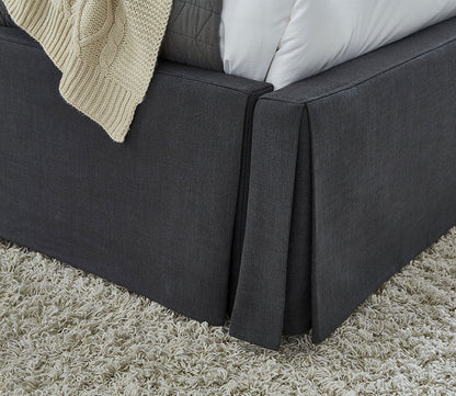 Cheviot Upholstered Skirted Panel Bed - skirt close-up