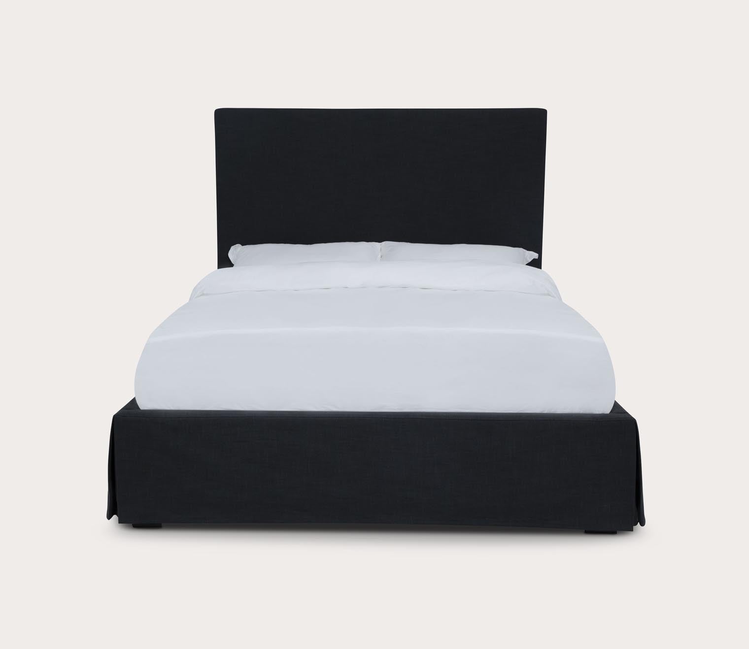Cheviot Upholstered Skirted Panel Bed-silo front view