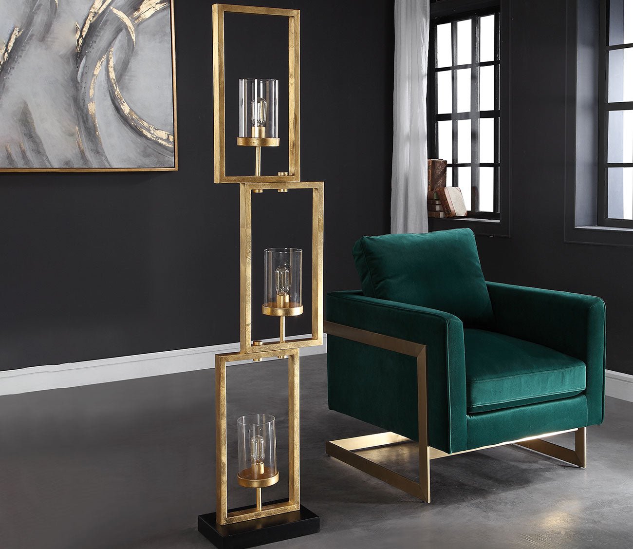 Cielo Staggered Rectangles Floor Lamp by Uttermost