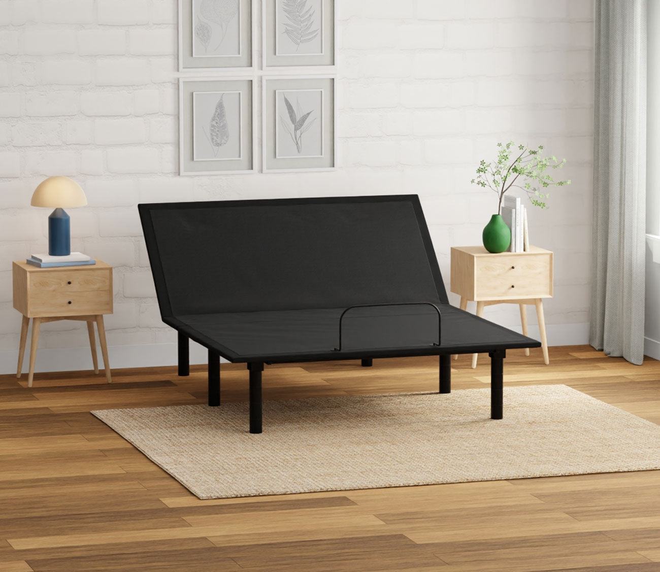City Mattress Rio 1.0 Adjustable Bed Base in room scene, head up.