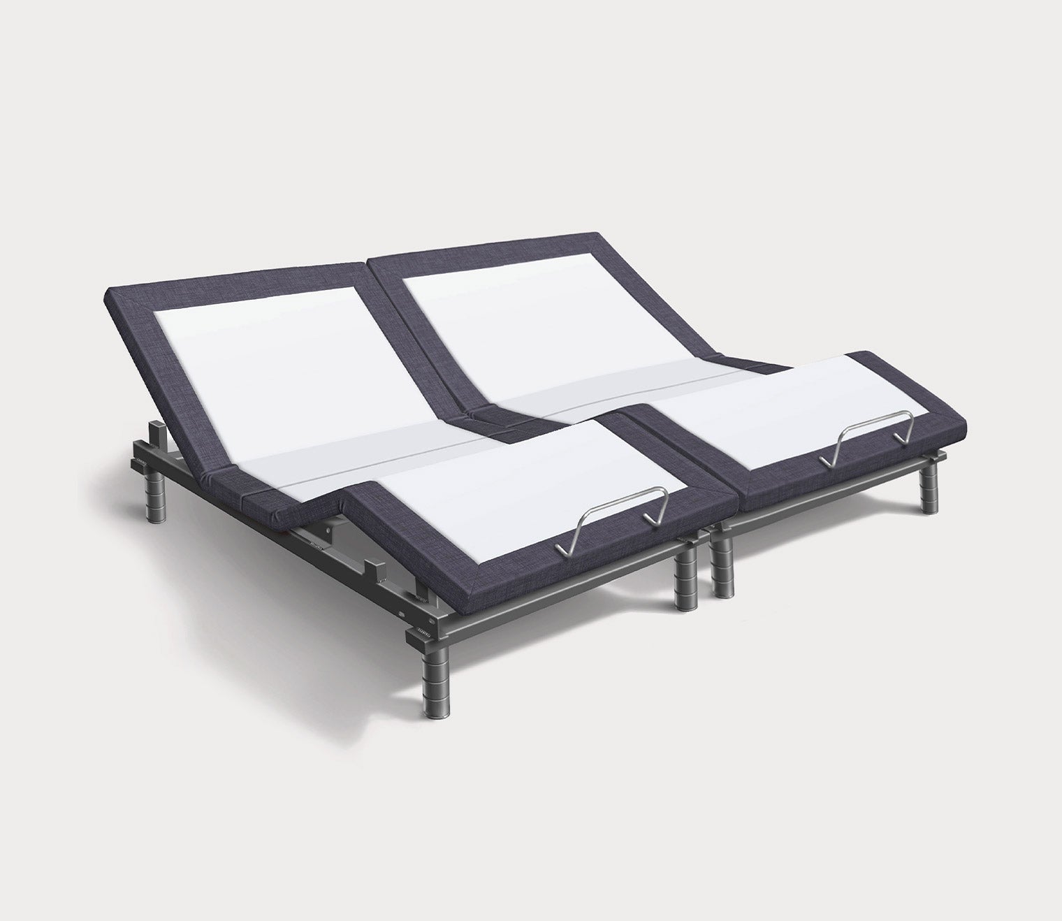 Classic Comfort Adjustable Bed Base by Cariloha, silo of split king, both sides with head and legs adjusted