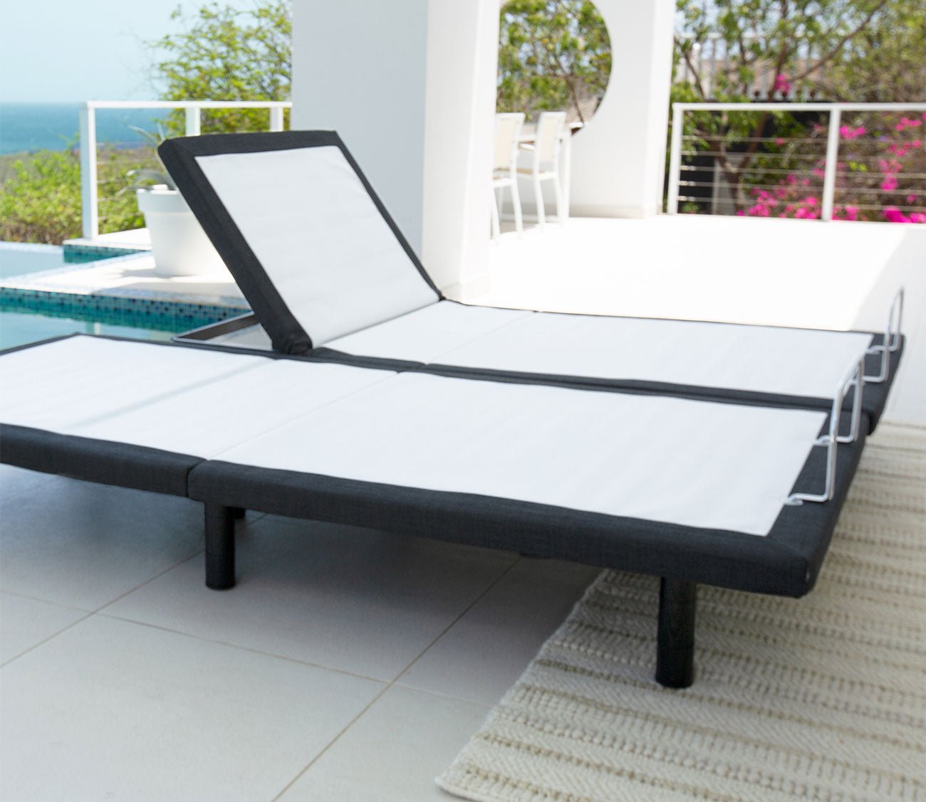 Classic Comfort Adjustable Bed Base by Cariloha, split king, one side up the other flat