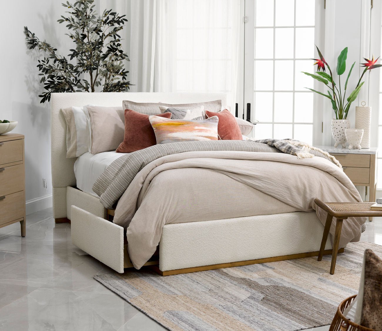 CM Home Bodhi Boucle Upholstered Storage Bed by CM Home