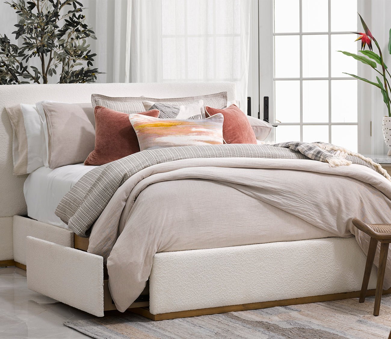 CM Home Bodhi Boucle Upholstered Storage Bed by CM Home