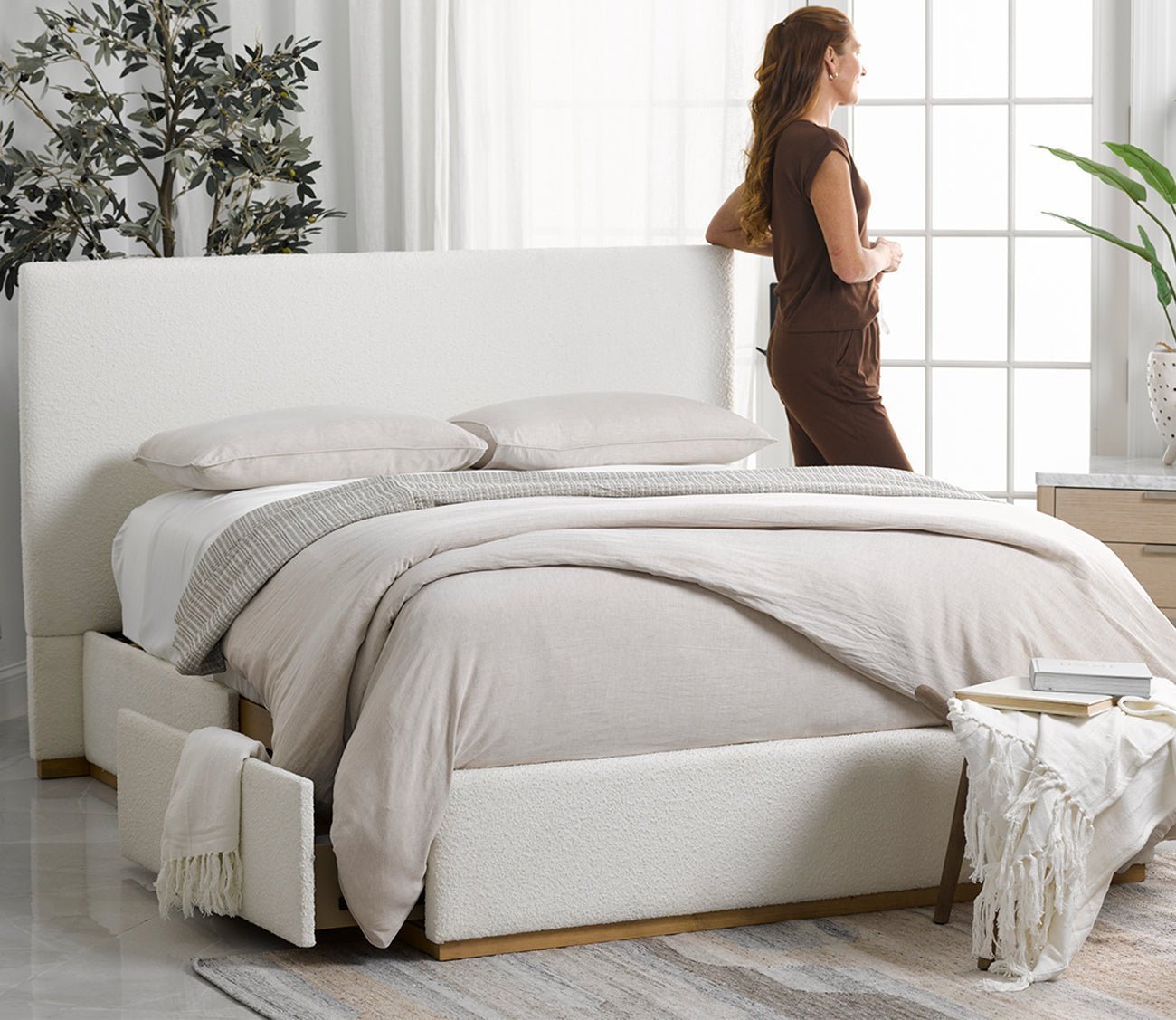 CM Home Bodhi Boucle Upholstered Storage Bed by CM Home