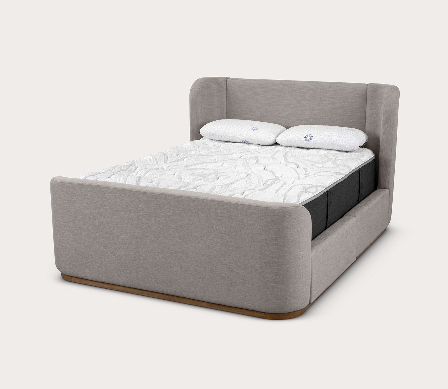 CM Home Hugo Upholstered Storage Bed  - linen option silo image at an angle