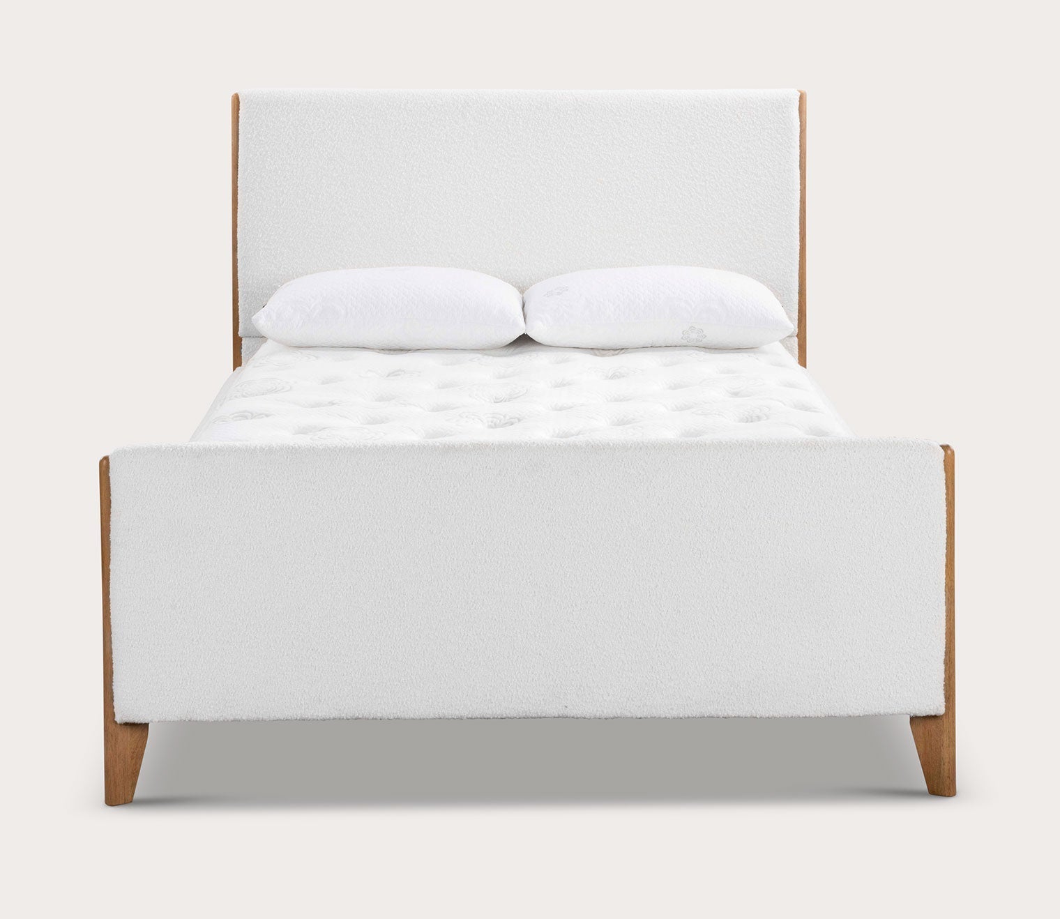 CM Home Kai Boucle Upholstered Bed on white background - front view