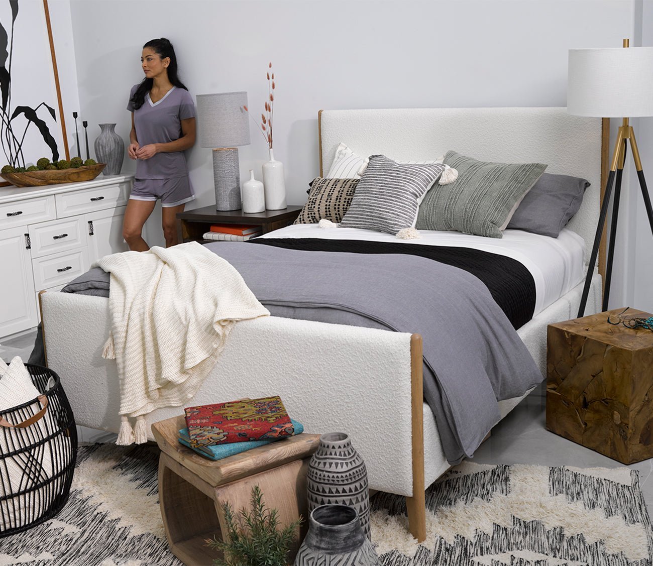 CM Home Kai Boucle Upholstered Bed by CM Home