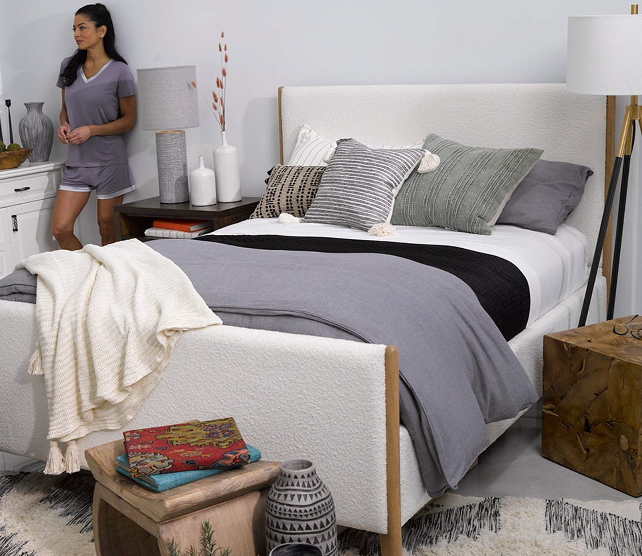 CM Home Kai Boucle Upholstered Bed by CM Home