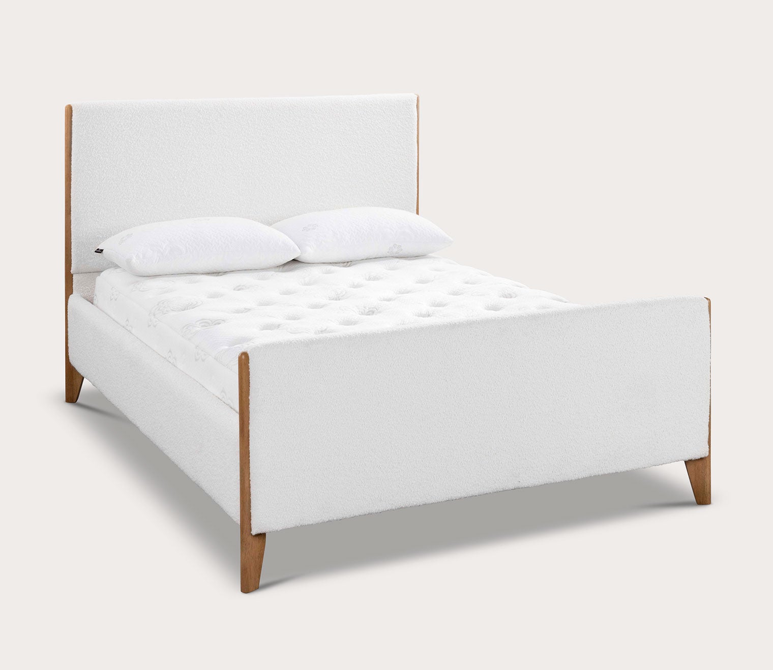 CM Home Kai Boucle Upholstered Bed on white background - angled view