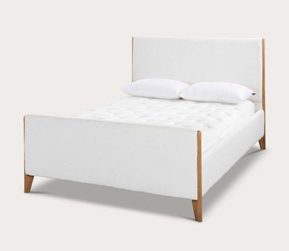 CM Home Kai Boucle Upholstered Bed on white background - angled view