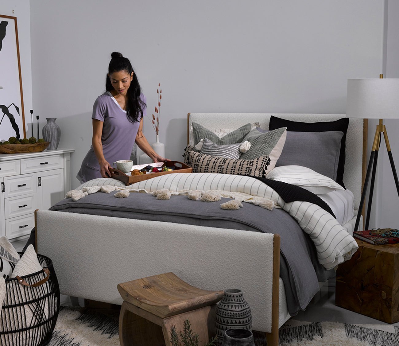 CM Home Kai Boucle Upholstered Bed by CM Home