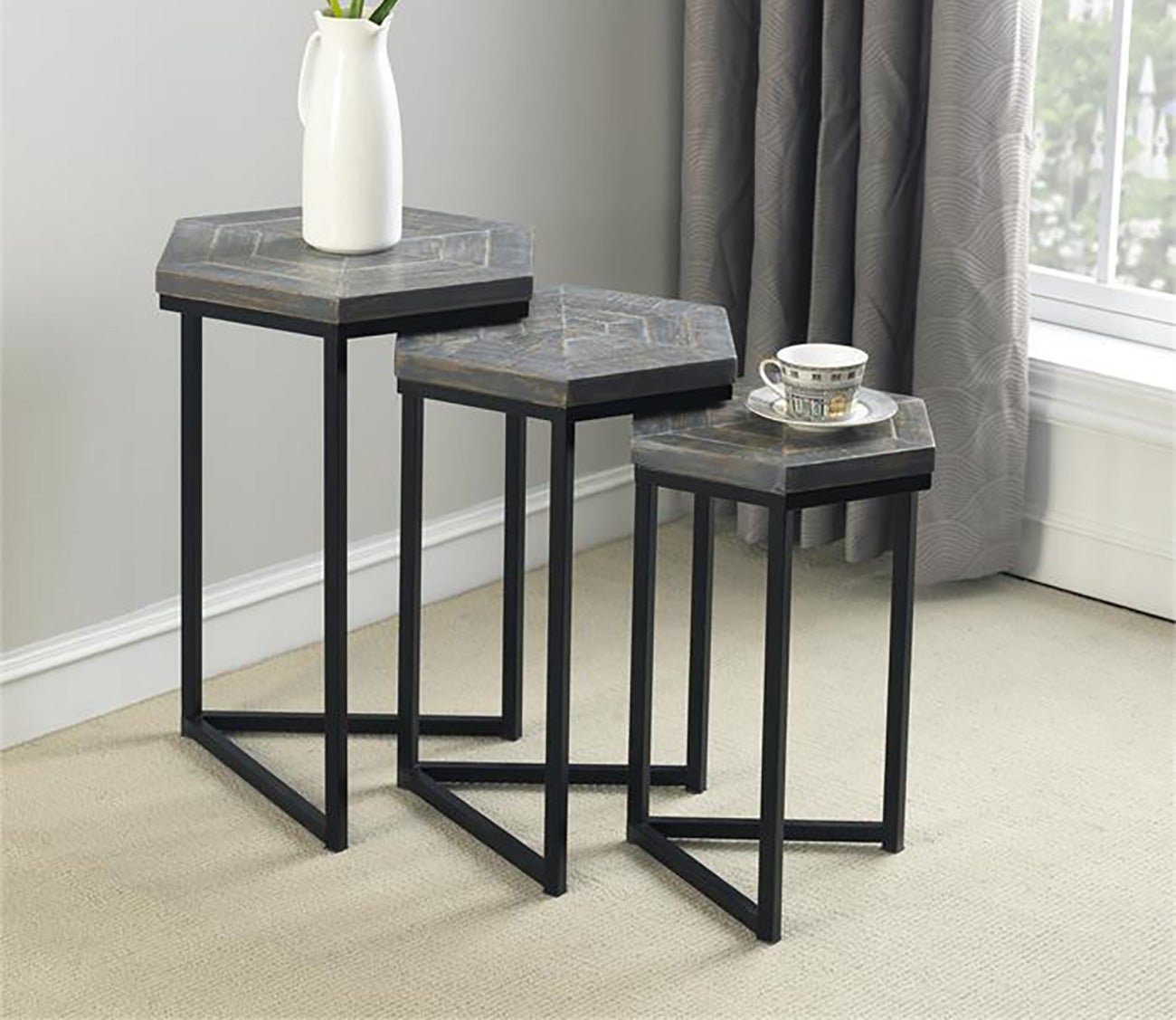 Coast to Coast Grey Nesting Tables Set of 3 - FLOOR SAMPLE