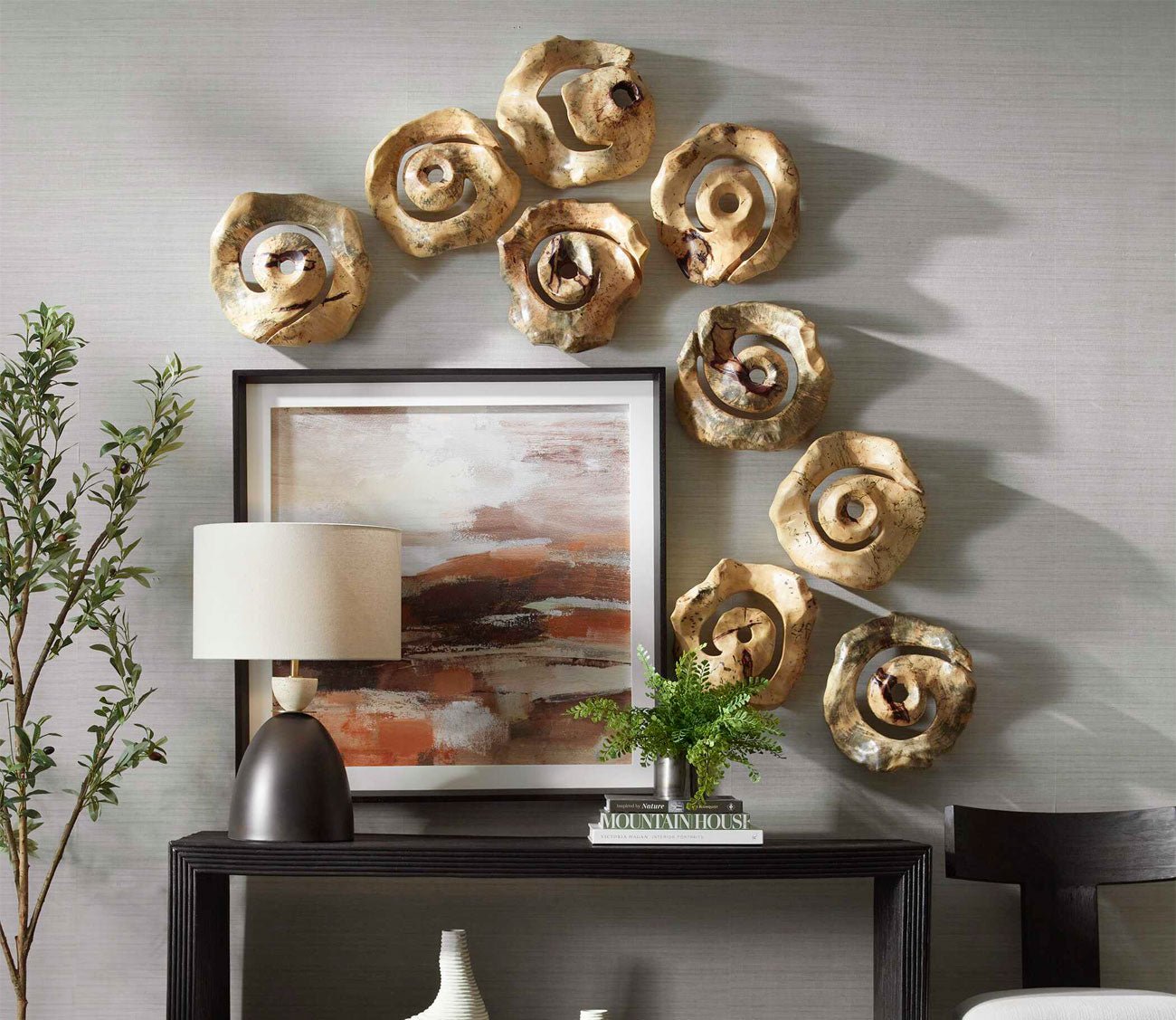 Corkscrew Wood Wall Décor, Set of 9