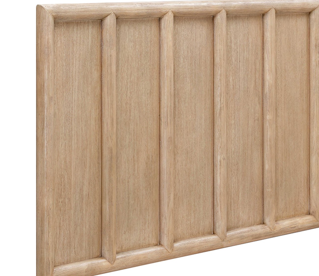 Close-up of Dorsey Wood Storage Bed headboard angled view