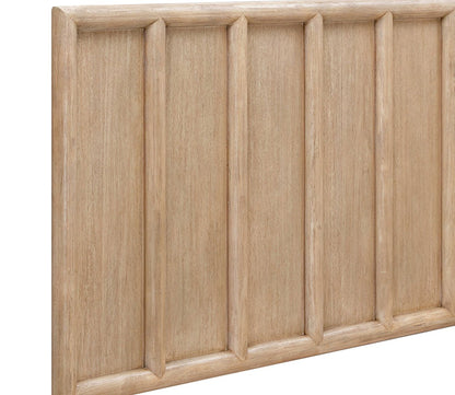 Close-up of Dorsey Wood Storage Bed headboard angled view
