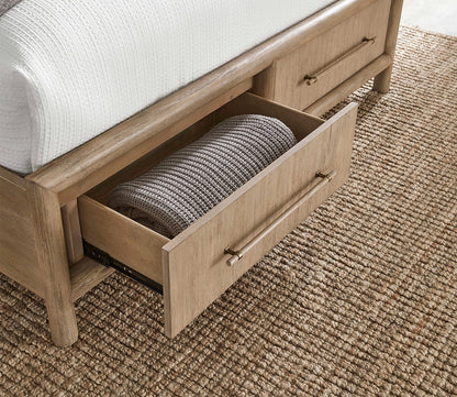 Close-up of drawers of Dorsey Wood Storage Bed
